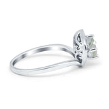 Art Deco Round Natural Stone Leaf Style Ring