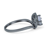 Art Deco Round Natural Stone Leaf Style Ring