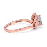 Art Deco Round Natural Stone Leaf Style Ring