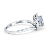 Art Deco Round Natural Stone Leaf Style Ring