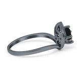 Art Deco Round Natural Stone Leaf Style Ring