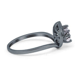 Art Deco Round Natural Stone Leaf Style Ring