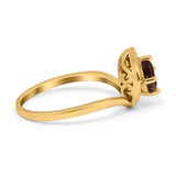 Art Deco Round Natural Stone Leaf Style Ring