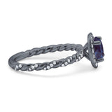 Art Deco Round Natural Stone Halo Ring