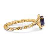 Art Deco Round Natural Stone Halo Ring