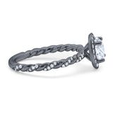 Art Deco Round Natural Stone Halo Ring