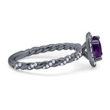 Art Deco Round Natural Stone Halo Ring