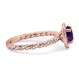 Art Deco Round Natural Stone Halo Ring