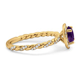 Art Deco Round Natural Stone Halo Ring