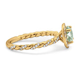 Art Deco Round Natural Stone Halo Ring