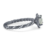 Art Deco Round Natural Stone Halo Ring