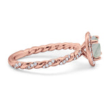 Art Deco Round Natural Stone Halo Ring