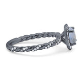 Art Deco Round Natural Stone Halo Ring