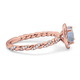 Art Deco Round Natural Stone Halo Ring