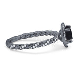 Art Deco Round Natural Stone Halo Ring