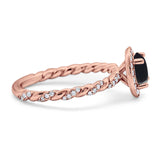 Art Deco Round Natural Stone Halo Ring