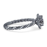 Art Deco Round Natural Stone Halo Ring