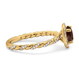 Art Deco Round Natural Stone Halo Ring