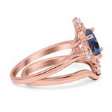 Two Piece Oval Natural Stone Bridal Ring