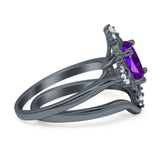 Two Piece Oval Natural Stone Bridal Ring