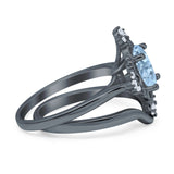 Two Piece Oval Natural Stone Bridal Ring
