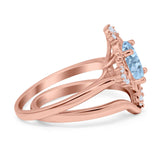 Two Piece Oval Natural Stone Bridal Ring