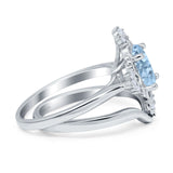 Two Piece Oval Natural Stone Bridal Ring