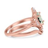 Two Piece Oval Natural Stone Bridal Ring