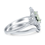 Two Piece Oval Natural Stone Bridal Ring