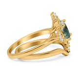 Two Piece Oval Natural Stone Bridal Ring