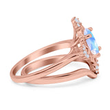 Two Piece Oval Natural Stone Bridal Ring