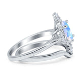 Two Piece Oval Natural Stone Bridal Ring