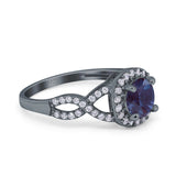 Art Deco Round Natural Stone Wedding Ring