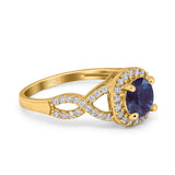 Art Deco Round Natural Stone Wedding Ring