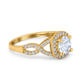 Art Deco Round Natural Stone Wedding Ring