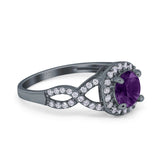 Art Deco Round Natural Stone Wedding Ring