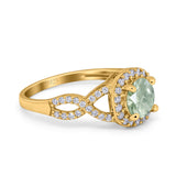 Art Deco Round Natural Stone Wedding Ring