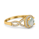 Art Deco Round Natural Stone Wedding Ring