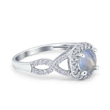 Art Deco Round Natural Stone Wedding Ring