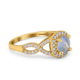 Art Deco Round Natural Stone Wedding Ring