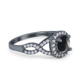 Art Deco Round Natural Stone Wedding Ring