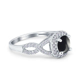 Art Deco Round Natural Stone Wedding Ring