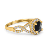 Art Deco Round Natural Stone Wedding Ring