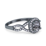 Art Deco Round Natural Stone Wedding Ring