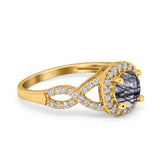 Art Deco Round Natural Stone Wedding Ring