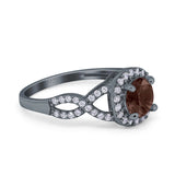 Art Deco Round Natural Stone Wedding Ring