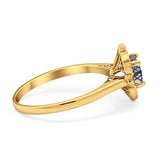 Floral Style Round Natural Stone Ring