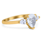 Pear Teardrop Natural Stone Trio Ring