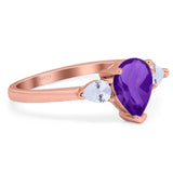 Pear Teardrop Natural Stone Trio Ring