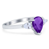 Pear Teardrop Natural Stone Trio Ring